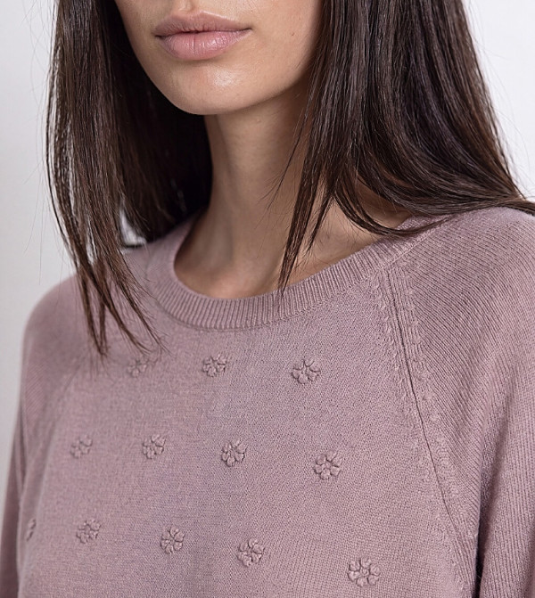 اٍل سي واي كيكي  سترات و كارديغانات - أرجواني Round Neck Sweaters
