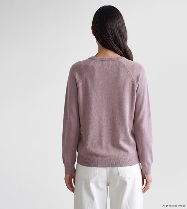 اٍل سي واي كيكي  سترات و كارديغانات - أرجواني Round Neck Sweaters