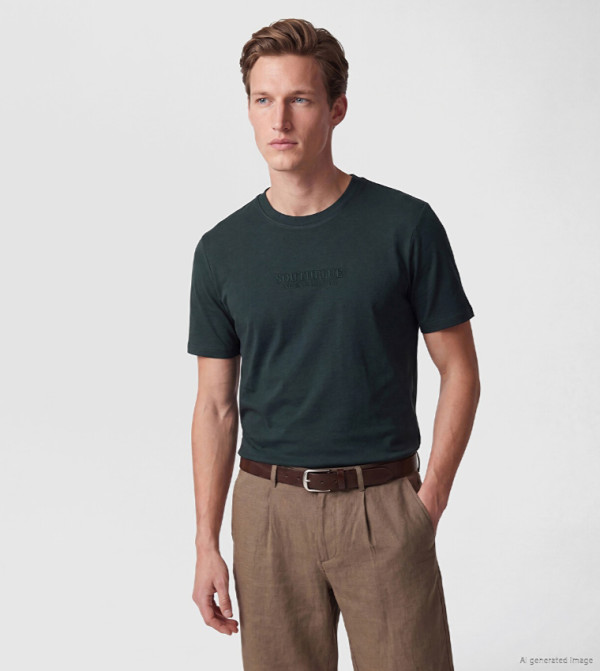 اٍل سي واي كيكي  workwear-reworked - أخضر غامق  Round Neck T-Shirts