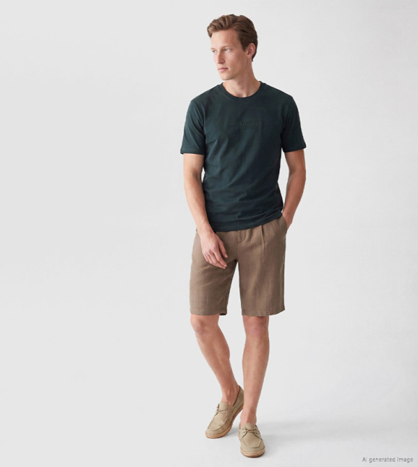 اٍل سي واي كيكي  workwear-reworked - أخضر غامق  Round Neck T-Shirts