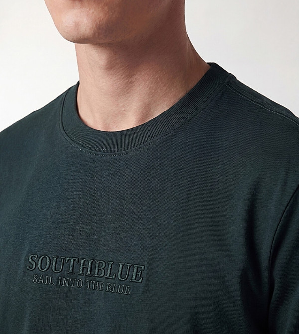 اٍل سي واي كيكي  workwear-reworked - أخضر غامق  Round Neck T-Shirts