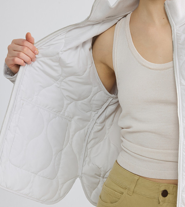 LC Waikiki Puffer & Quilted Jackets - Ecru Puffer & Quilted Jackets