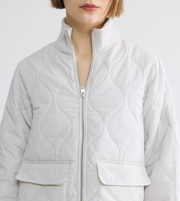 LC Waikiki Puffer & Quilted Jackets - Ecru Puffer & Quilted Jackets