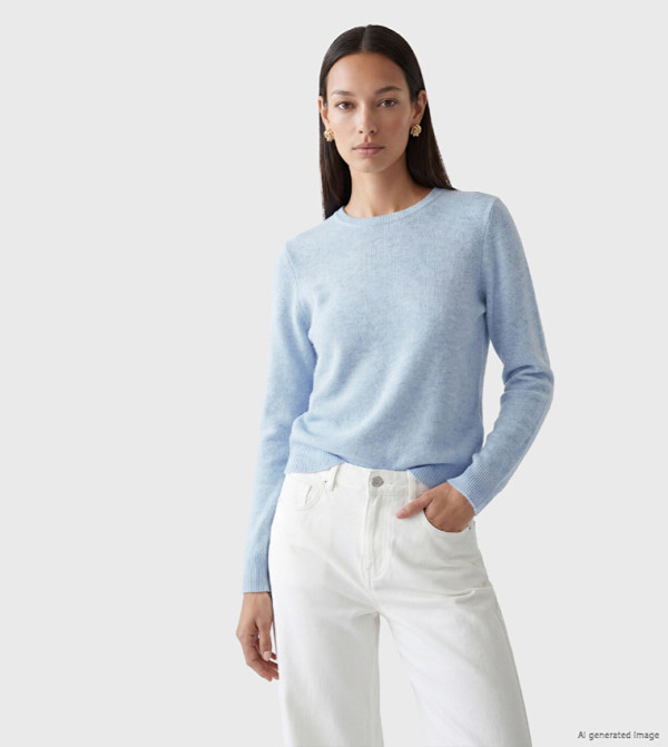 اٍل سي واي كيكي  سترات و كارديغانات - أزرق فاتح Round Neck Sweaters