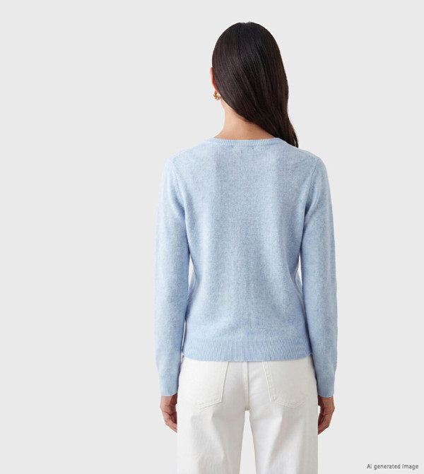 اٍل سي واي كيكي  سترات و كارديغانات - أزرق فاتح Round Neck Sweaters