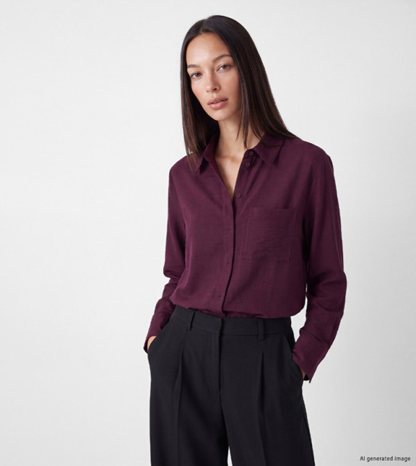 LC Waikiki the-high-neck-shift - Burgundy Shirts