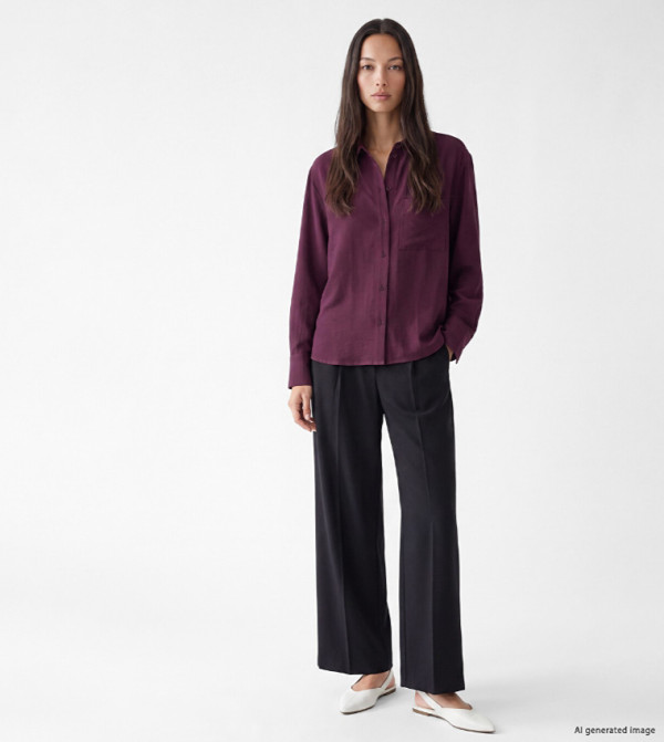 LC Waikiki the-high-neck-shift - Burgundy Shirts
