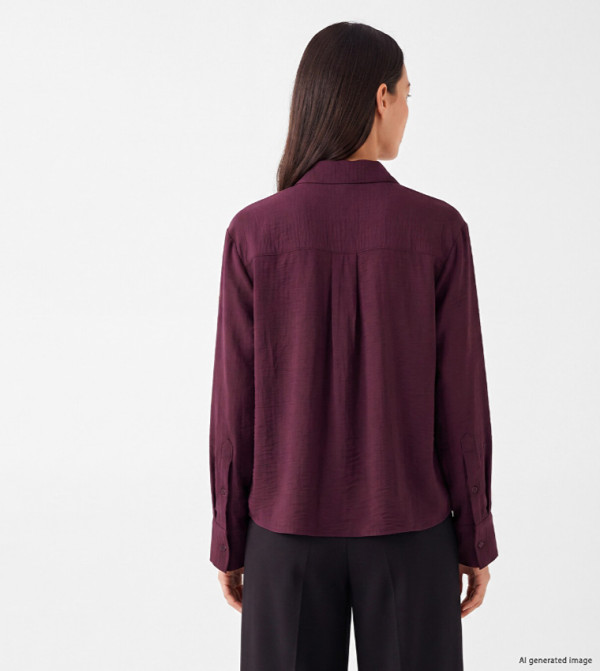LC Waikiki the-high-neck-shift - Burgundy Shirts