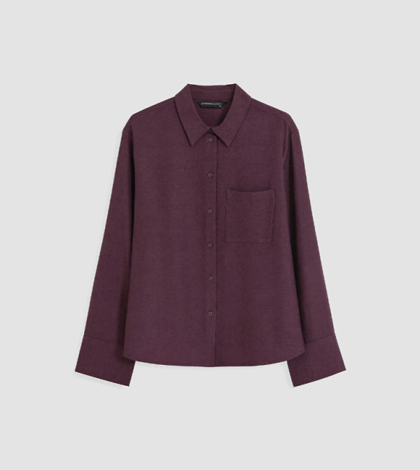 LC Waikiki the-high-neck-shift - Burgundy Shirts