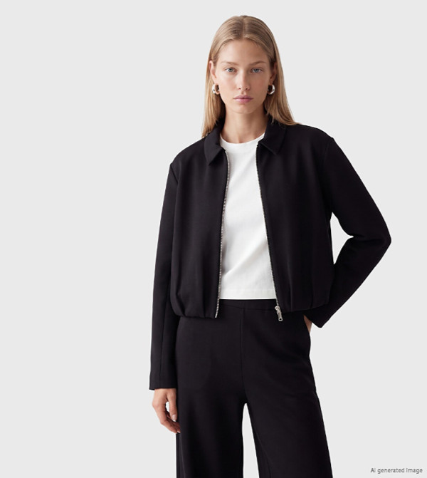 LC Waikiki  the-high-neck-shift - BLACK Casual Jackets