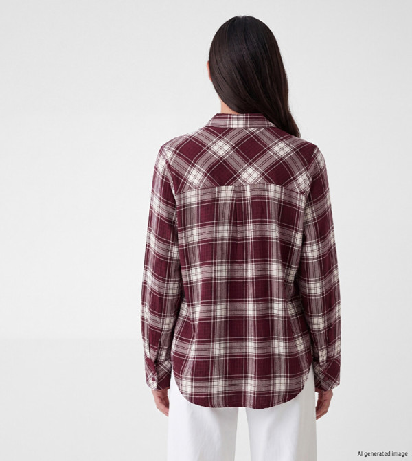 LC Waikiki  micro-checks - Maroon Shirts