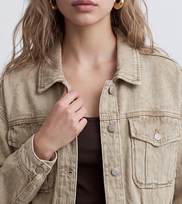LC Waikiki  Denim Jackets - Beige Denim Jackets
