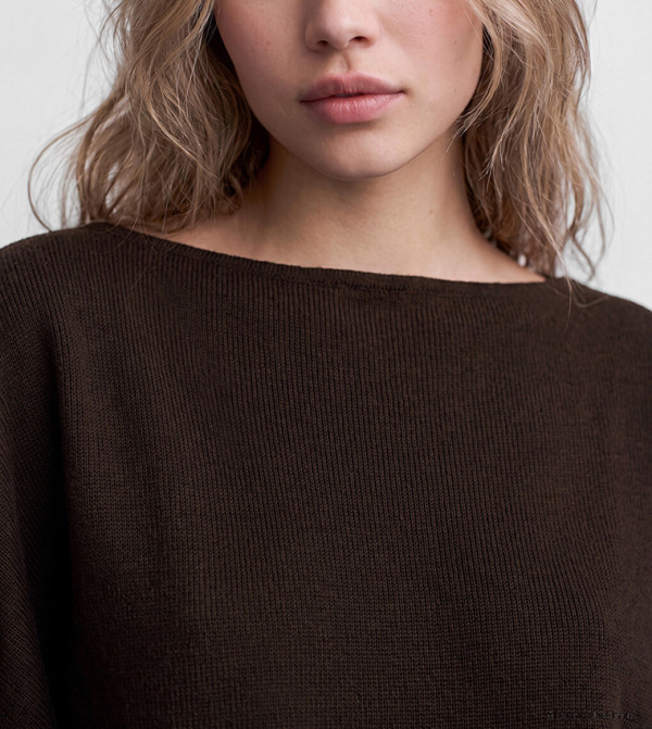 LC Waikiki  knit-notes - Brown Round Neck Sweaters