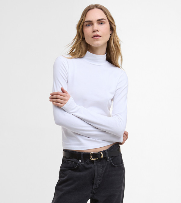 Barbour  Long Sleeve T-Shirts - White Long Sleeve T-Shirts