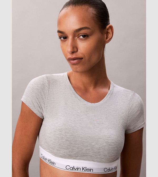 كالفين كلاين كالفين كلاين - رمادي Cropped Tops