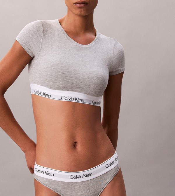 كالفين كلاين كالفين كلاين - رمادي Cropped Tops