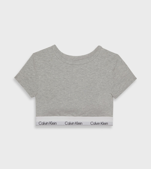 كالفين كلاين كالفين كلاين - رمادي Cropped Tops