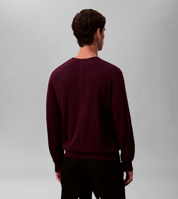 Calvin Klein  Clothing - Plum Round Neck Sweaters