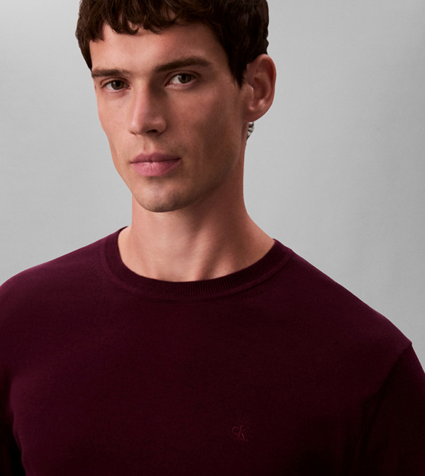Calvin Klein  Clothing - Plum Round Neck Sweaters