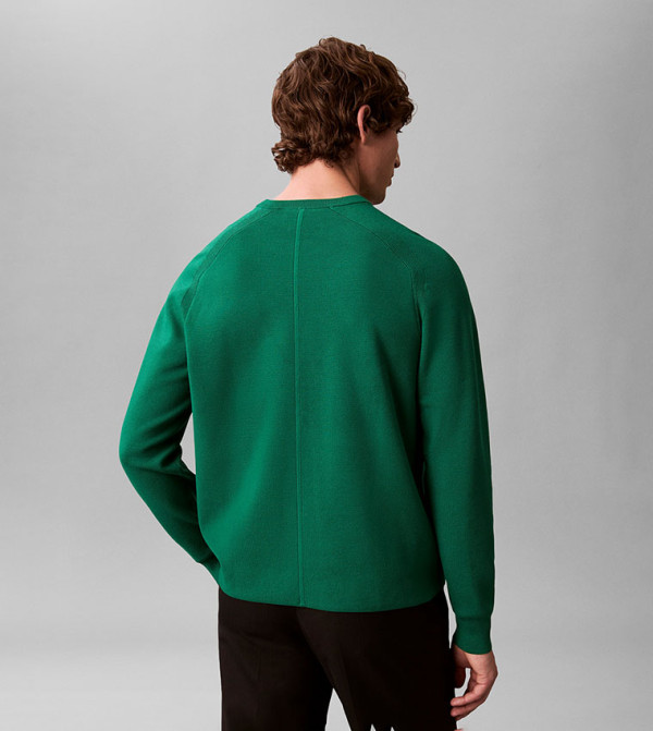 كالفين كلاين  سترات و كارديغانات  - أخضر Round Neck Sweaters