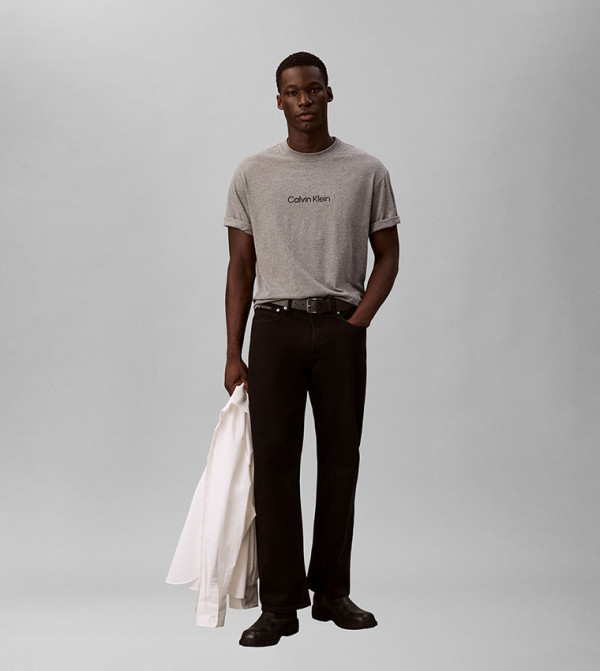 كالفين كلاين كالفين كلاين - رمادي Round Neck T-Shirts