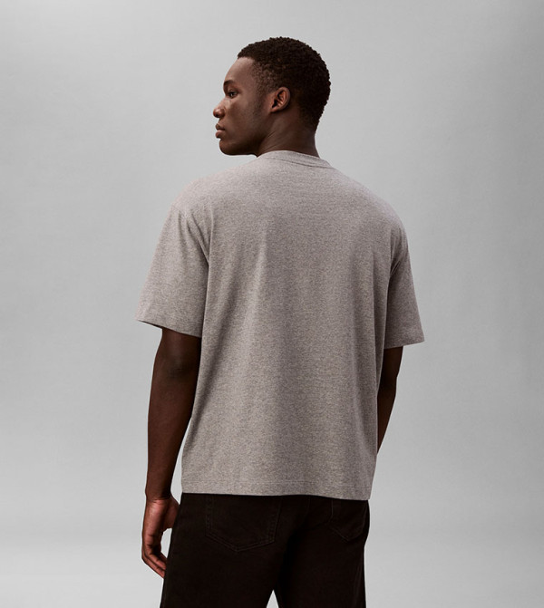 كالفين كلاين كالفين كلاين - رمادي Round Neck T-Shirts