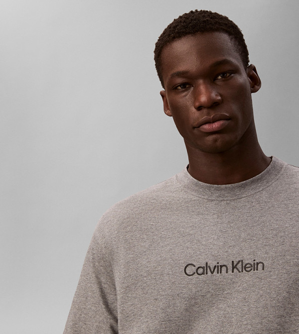 كالفين كلاين كالفين كلاين - رمادي Round Neck T-Shirts