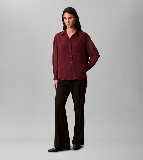 Calvin Klein  Clothing - Maroon Shirts