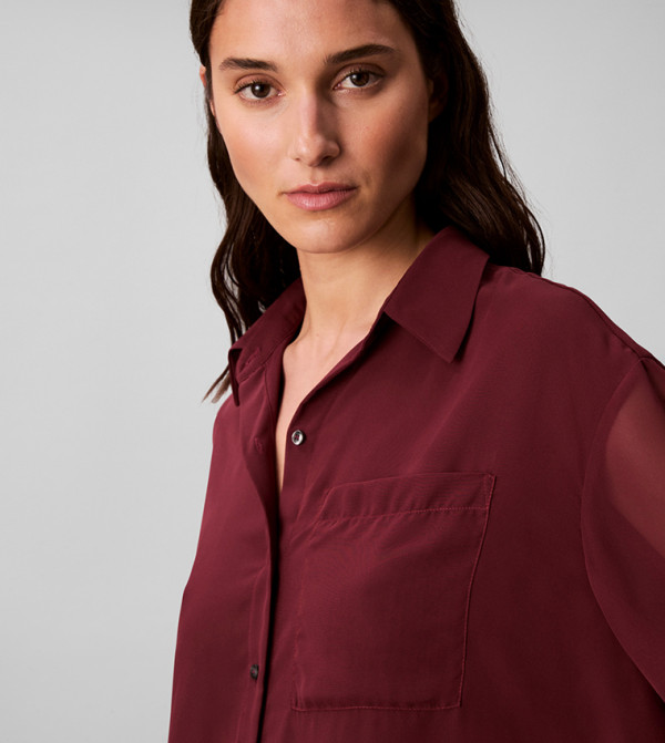 Calvin Klein  Clothing - Maroon Shirts