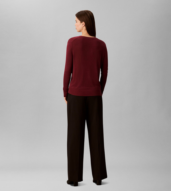 Calvin Klein  - Maroon V-neck Sweaters