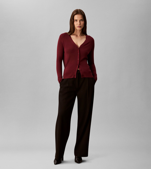 Calvin Klein  - Maroon V-neck Sweaters