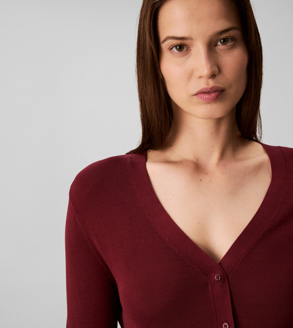 Calvin Klein  - Maroon V-neck Sweaters