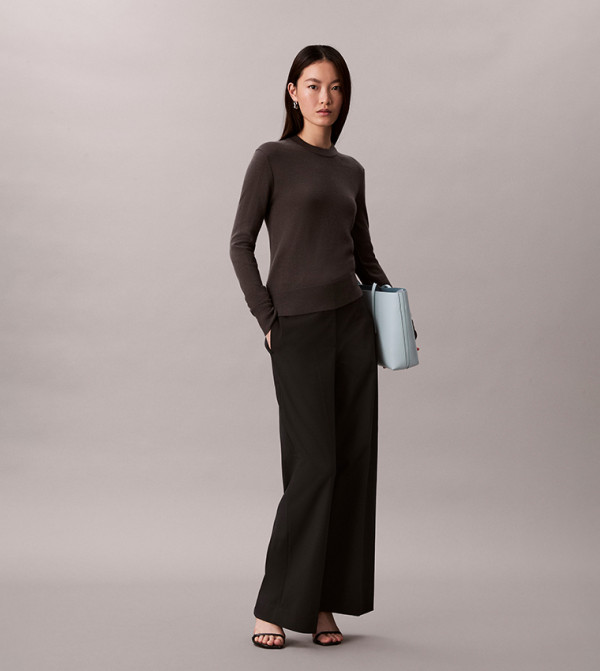 كالفين كلاين كالفين كلاين - رمادي Round Neck Sweaters