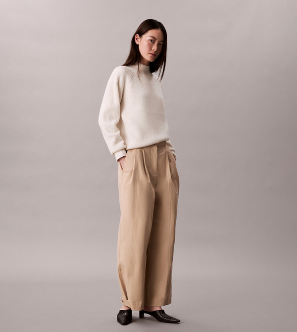 Calvin Klein Jeans Turtleneck Sweaters - Cream Turtle neck Sweaters