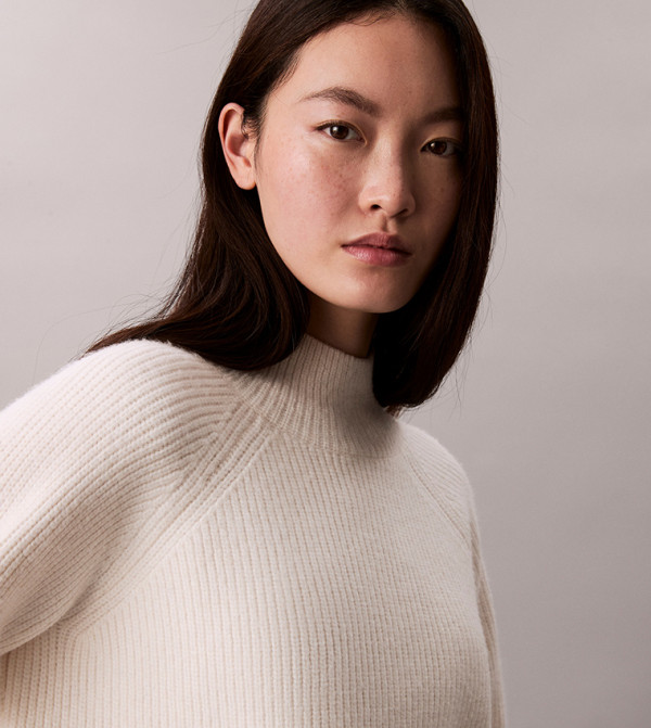 Calvin Klein Jeans Turtleneck Sweaters - Cream Turtle neck Sweaters
