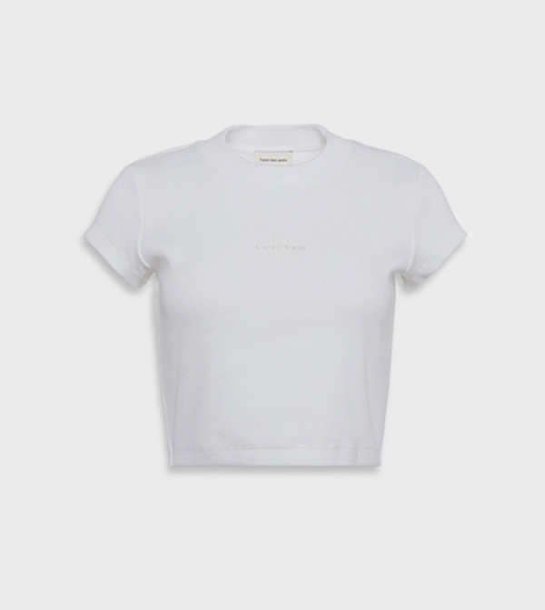 Calvin Klein Jeans Casual T-Shirts - White Short Sleeve T-Shirts