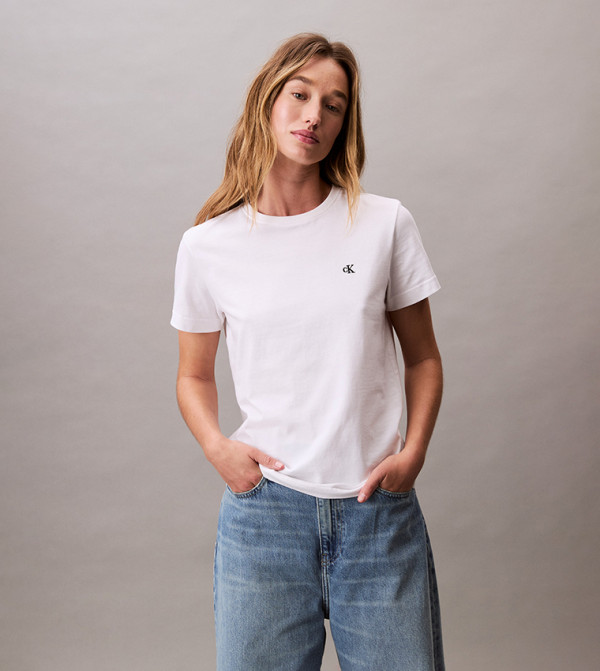 Calvin Klein Jeans  T-Shirts - White Short Sleeve T-Shirts