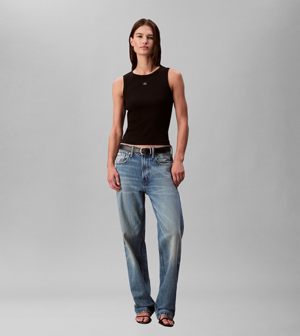 Calvin Klein  Sleeveless Tops - BLACK Cropped Tops