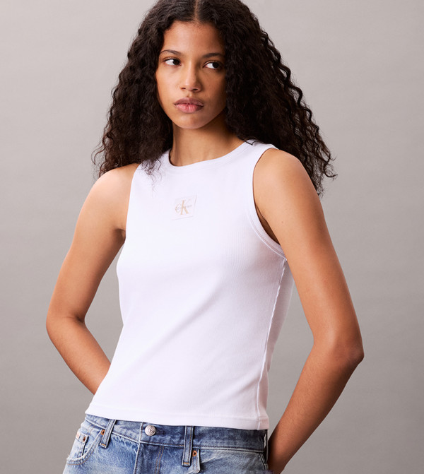 كالفن كلاين جينز  توبات بلا أكمام  - أبيض Sleeveless Tops