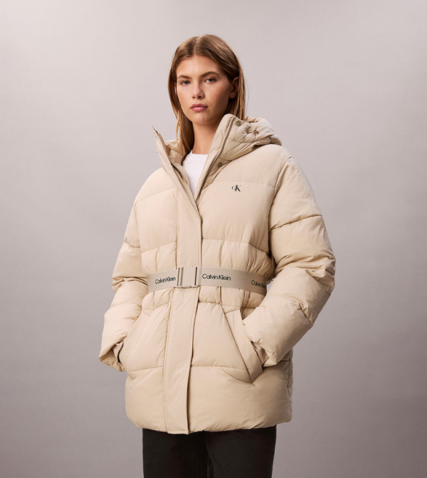 Calvin Klein Jeans  Puffer & Quilted Jackets - Beige Puffer & Quilted Jackets