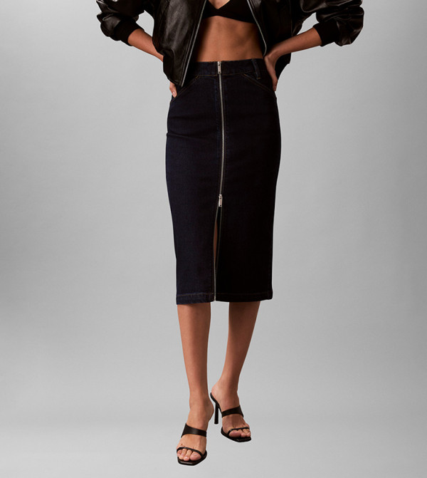 كالفين كلاين  تنانير - كحلي Midi Skirts