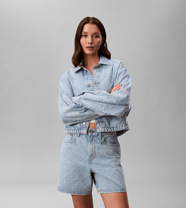 Calvin Klein Jeans  Denim Jackets - Blue Round Neck Sweaters