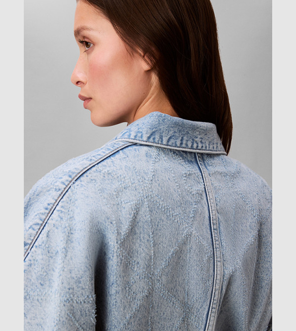 Calvin Klein Jeans  Denim Jackets - Blue Round Neck Sweaters