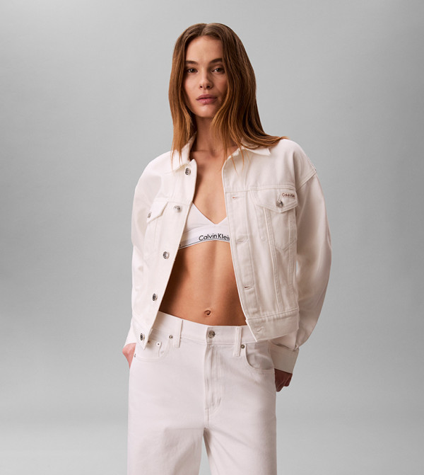 Calvin Klein Jeans  Denim Jackets - White Wide Leg Jeans