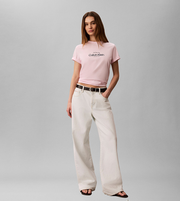 Calvin Klein Jeans  - Pink Short Sleeve T-Shirts
