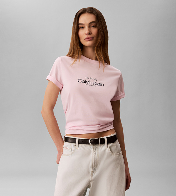 Calvin Klein Jeans  - Pink Short Sleeve T-Shirts