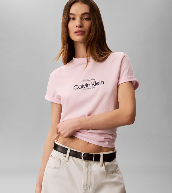 Calvin Klein Jeans  - Pink Short Sleeve T-Shirts
