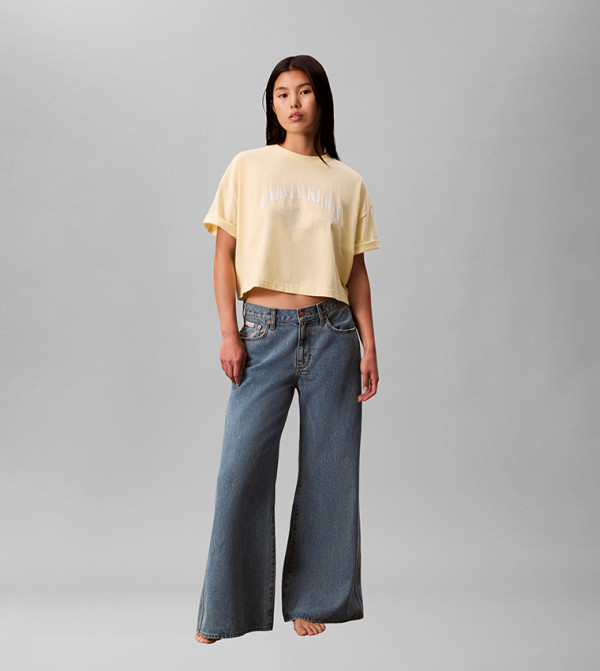 كالفن كلاين جينز ملابس - أصفر Short Sleeve T-Shirts