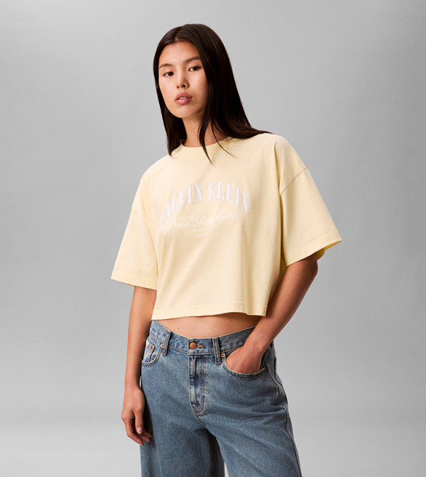 كالفن كلاين جينز ملابس - أصفر Short Sleeve T-Shirts