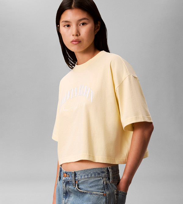 كالفن كلاين جينز ملابس - أصفر Short Sleeve T-Shirts